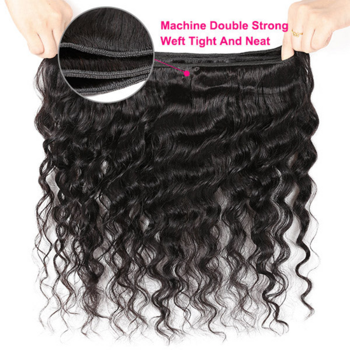 Peruvian Hair Bundles with Frontal Loose Deep Wave Hair 3 Bundles with 13x4 Lace Front Closure