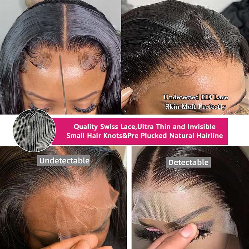 HD Undetectable Lace Wig Displaying Hairline Quality and Swiss Lace Details