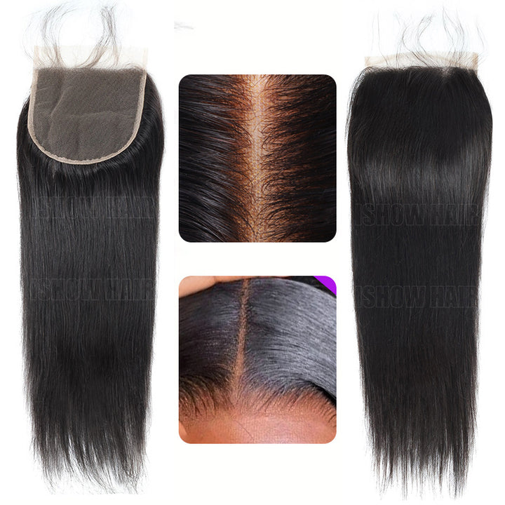 Ishow Hair Body Wave Straight Hair 4x4 Lace Closure Brazilian Lace Closure with Baby Hair