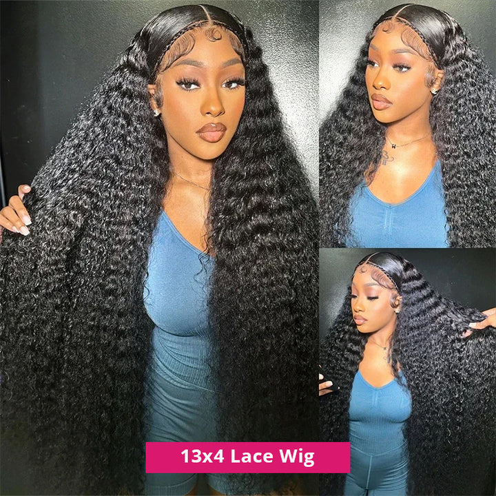 Deep Wave Frontal Wigs HD Lace Front Wig Real HD Lace Wigs 250% Density Human Hair Wigs