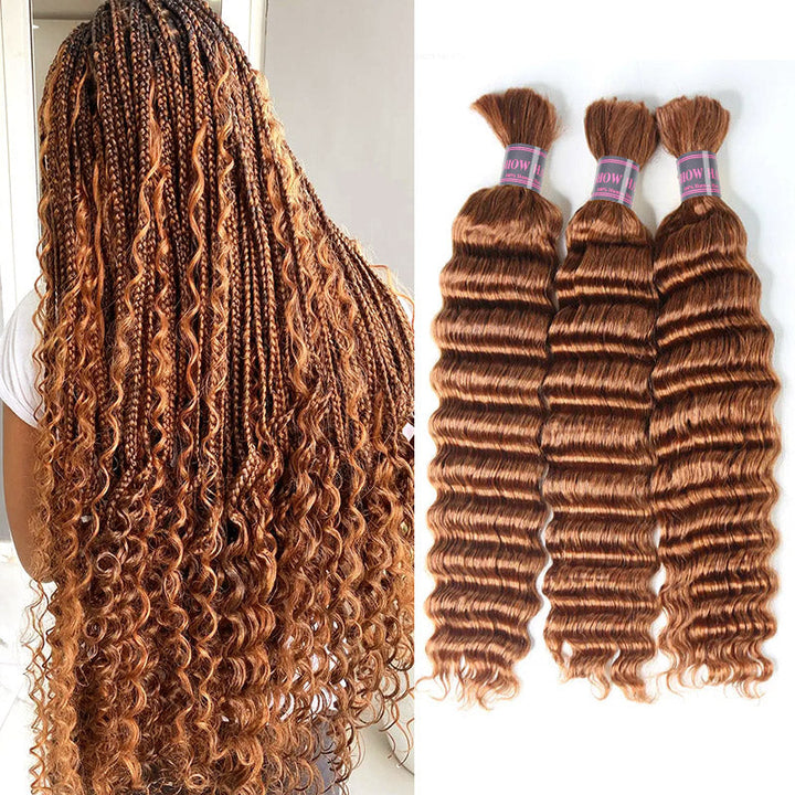 Ishow Bulk Human Hair For Braiding #27 Honey Blonde Deep Wave/#27 Straight Hair/#P4/27 Water Wave Human Braiding Hair