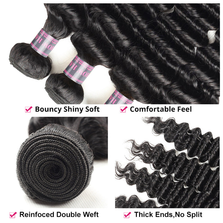 Deep Wave 3 Bundles Ishow Virgin Peruvian Human Hair Extensions - IshowHair
