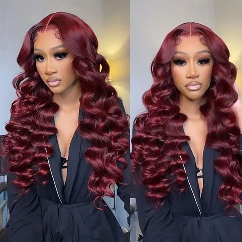 Ishow Burgundy #99J Loose Wave Bundles Colored Human Hair Weave 3 Bundles Brazilian Remy Hair Extensions