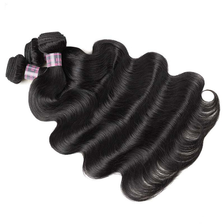 Virgin Indian Body Wave Hair 3 Bundles with 360 Lace Frontal Ishow Hair