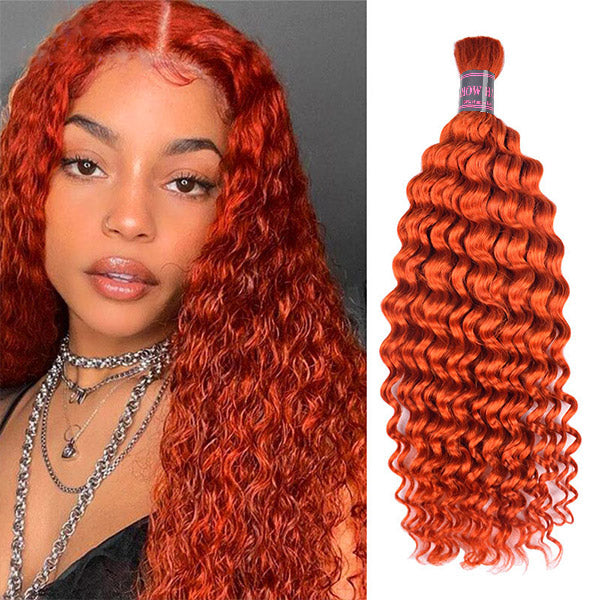 Ishow Deep Wave Hair Bulk For Brading Ginger Color #350 Deep Wave Hair Extensions