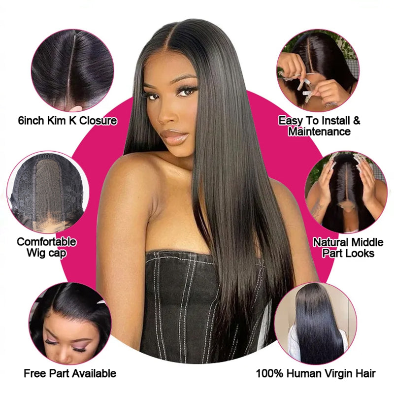 [20"=90]Ishow Flash Sale Silky Straight 2x6 Lace Closure Wig Deep Part Affordable Human Hair Wigs