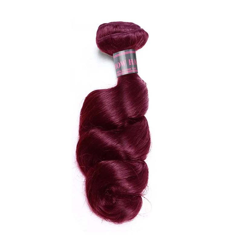 Ishow #99J Human Hair Bundles Loose Wave 4 Bundles Burgundy Colored Hair Weave Extensions