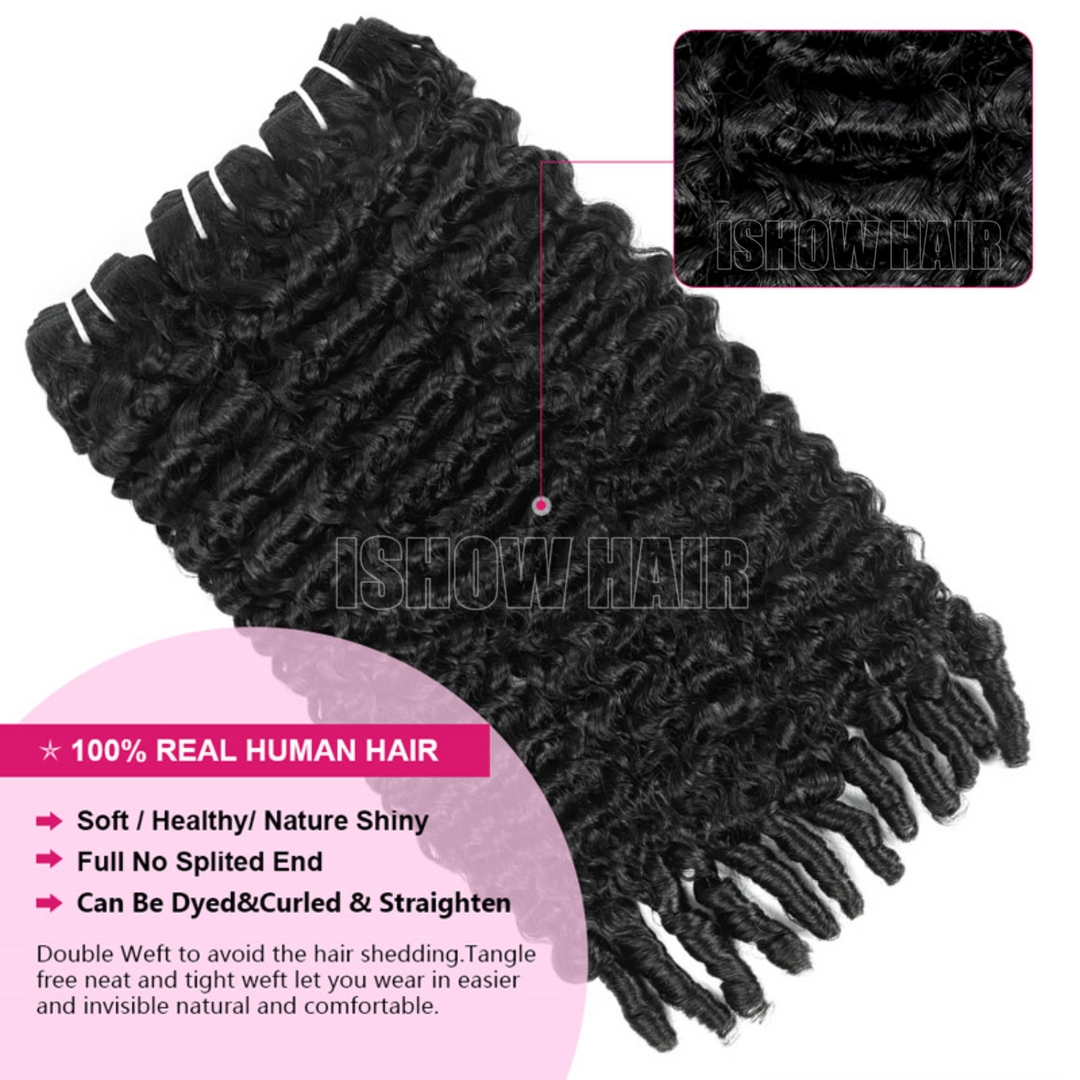 Ishow Hair Burmese Curly Hair Bundles,Soft Touch, Natural Shiny