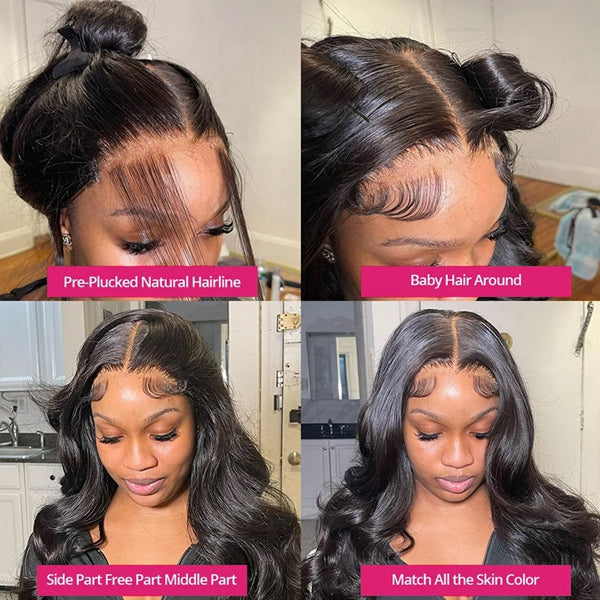 [Ishow Bogo Free] 13x6 HD Lace Frontal Wigs Natural Black Color Body Wave Human Hair Wig With Natural Baby Hair