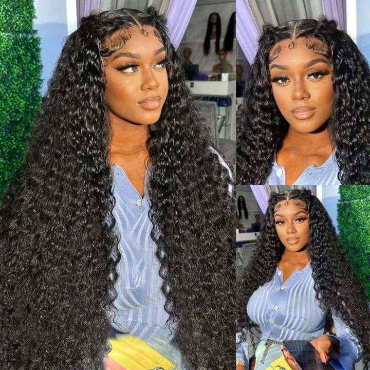 Long HD Undetectable 32" 34" 36" 38" 40" Glueless Human Hair Wigs, 180% Density 13x4 Straight Body Wave Loose Deep Wave Curly Lace Front Wig