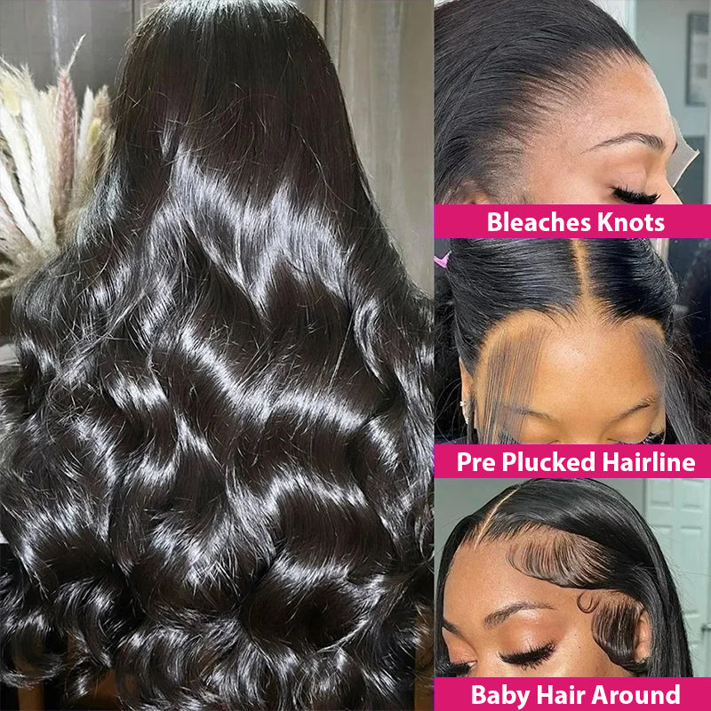 40 Inch Body Wave Wig Showcasing Bleached Knots and Pre-Plucked Hairline