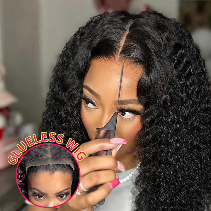 Ishow Pre Cut Lace Glueless Lace Wigs Deep Wave Human Hair Wig 4x4 Lace Closure Wigs Ready To Wear HD Transparent Lace Wig