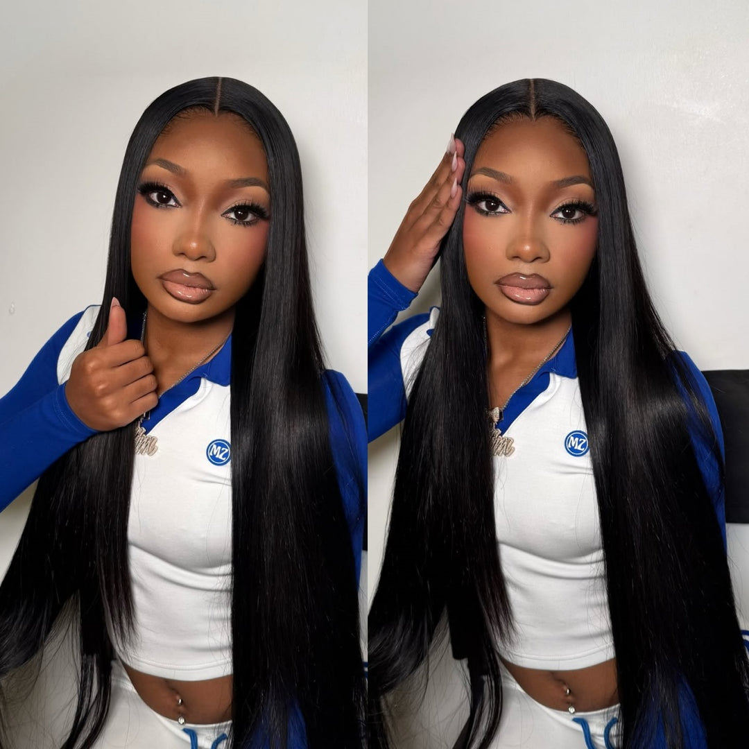 The Model Is Showcasing The Ishow Bogo Free 13x6 Lace Frontal Straight Wig.