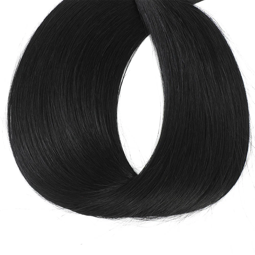 Black Human Hair Extension In A Circular Shape On A White Background