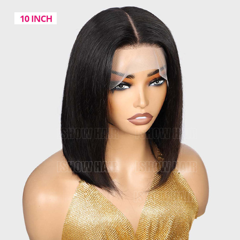 10-Inch Straight Bob Wig Displayed On a Mannequin With Sleek, Glossy Finish