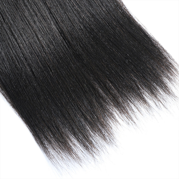 Ishow Yaki Straight 3 Bundles With 4x4 Lace Closure Brazilian Human Hair Bundles With Closure