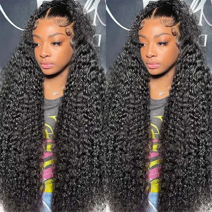 Model With Long, Natural Black Curly Lace Front Wig Styled for Everyday Wear