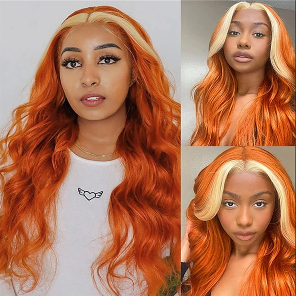 Ginger Blonde Pre Bleached Wig Body Wave Human Hair  Wig HD Lace Front  Wig