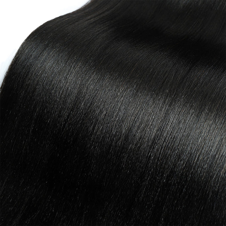 Ishow Bundles With Closure Malaysian Yaki Straight Human Hair 4 Bundles With 4x4 Lace Closure