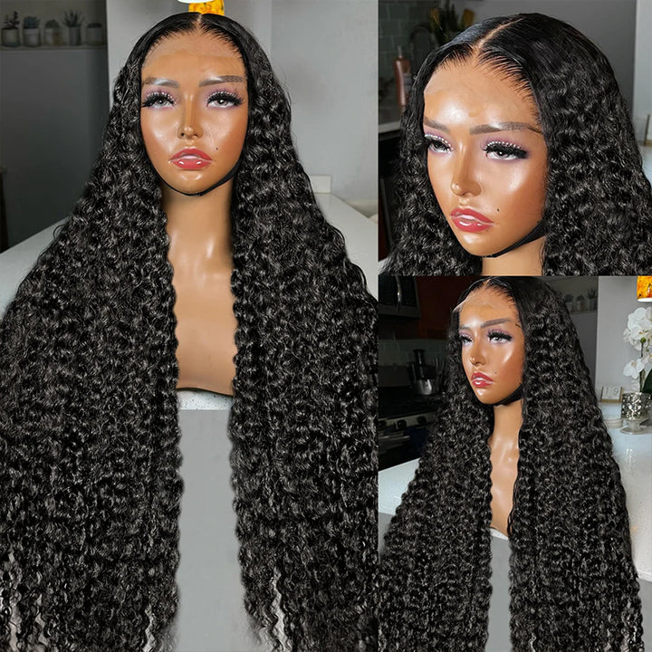 40 Inch Loose Deep Wave Human Hair Wig in Natural Black Color With Pre-Plucked Hairline