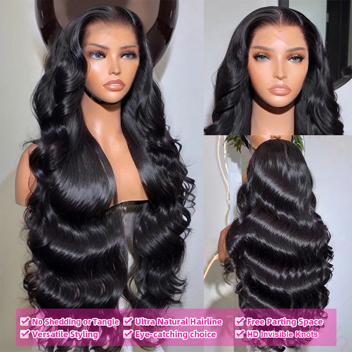 Long Wavy Black Wig On Mannequin With Natural Style and HD Lace for a Seamless Look