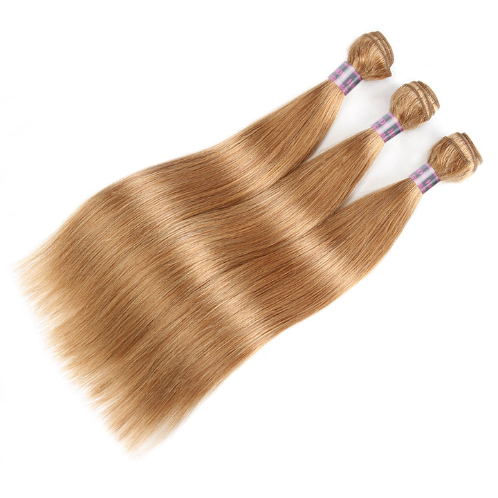 Honey Blonde Straight Hair Bundles, 100% Brazilian Remy, Smooth and Tangle-Free