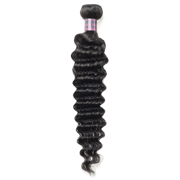 Ishow Deep Wave Human Hair Bundles With Closure Brazilian Hair 3 Bundles With 2x6 Lace Closure