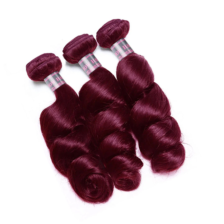 Ishow Burgundy #99J Loose Wave Bundles Colored Human Hair Weave 3 Bundles Brazilian Remy Hair Extensions