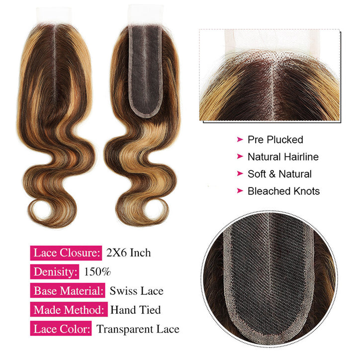 P4/27 2x6 Lace Closure,Showing Details Of Swiss Lace And Pre Plucked