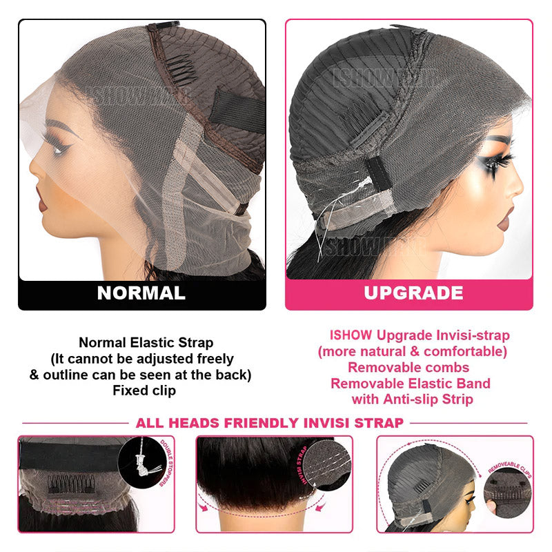 Comparison of Normal Elastic Strap and Ishow Upgrade Invisi-Strap for Wigs