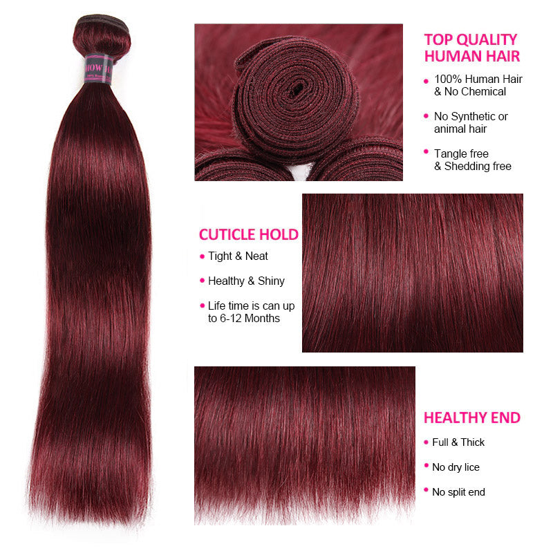 Ishow Wholesale Package Deal 99J Burgundy Human Hair Bundles Straight Hair/Body Wave/Deep Wave Colored Weave 10 Pcs