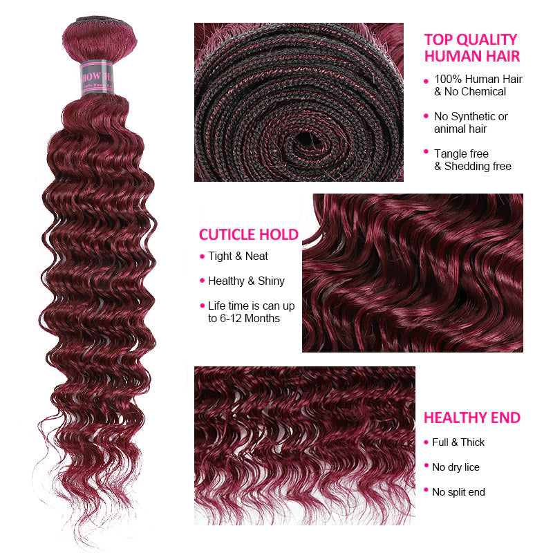 Ishow Wholesale Package Deal 99J Burgundy Human Hair Bundles Straight Hair/Body Wave/Deep Wave Colored Weave 10 Pcs