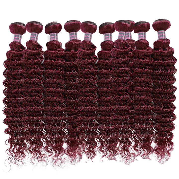 Ishow Wholesale Package Deal 99J Burgundy Human Hair Bundles Straight Hair/Body Wave/Deep Wave Colored Weave 10 Pcs