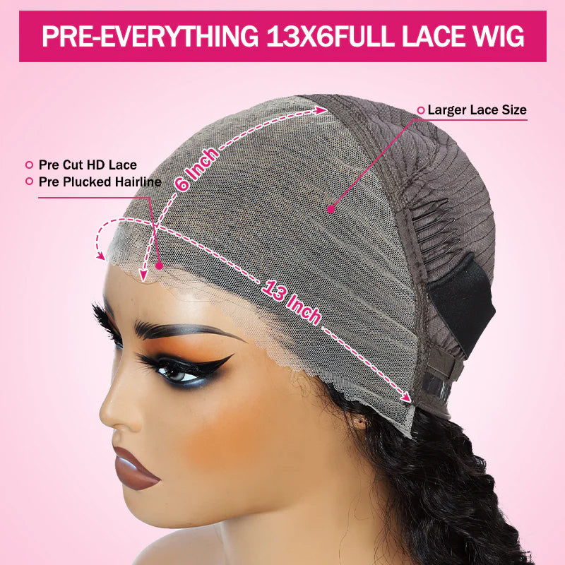 Ishow Pull Go 13x6 Full Lace Frontal Wig Deep Wave Human Hair Wigs Pre Everything Glueless Wig