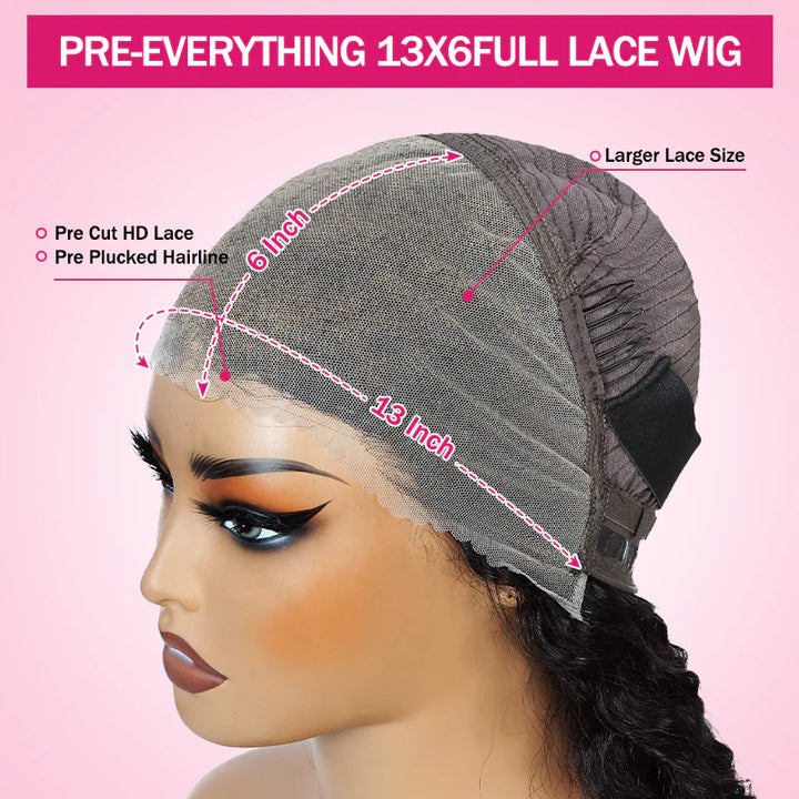 Ishow Pull Go 13x6 Full Lace Frontal Wig Deep Wave Human Hair Wigs Pre Everything Glueless Wig