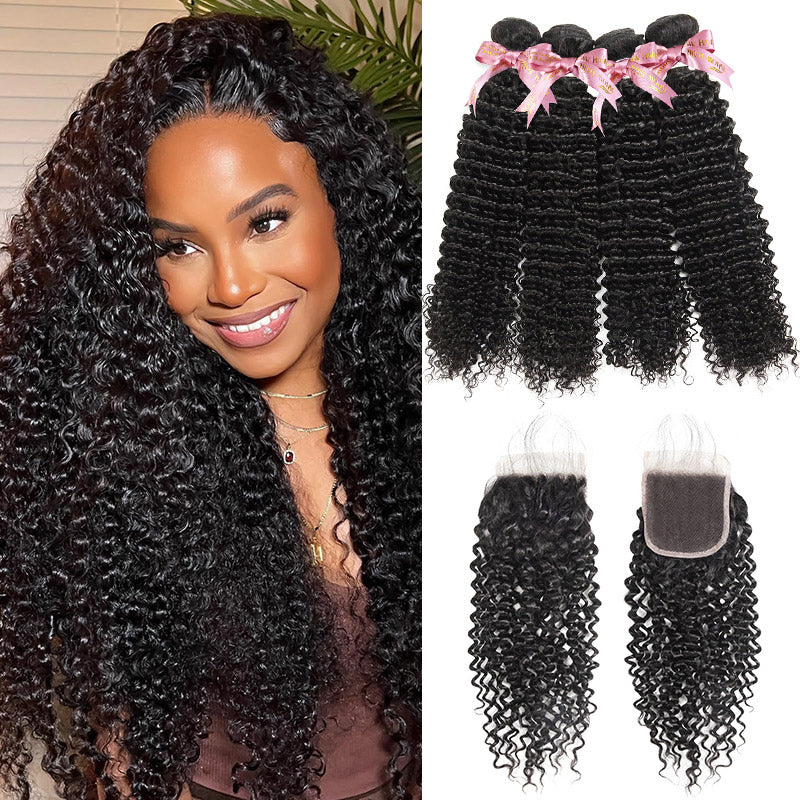 Model Showcasing Loose Deep Wave Hairstyle With 4 Bundles and HD Lace Closure