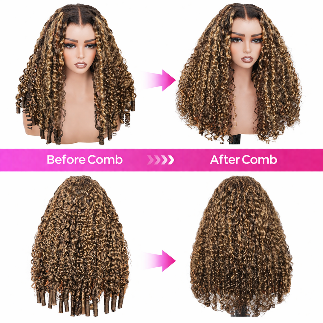 Ishow P4/27 Highlight Color Burmese Wig: Before and After Styling Comparison