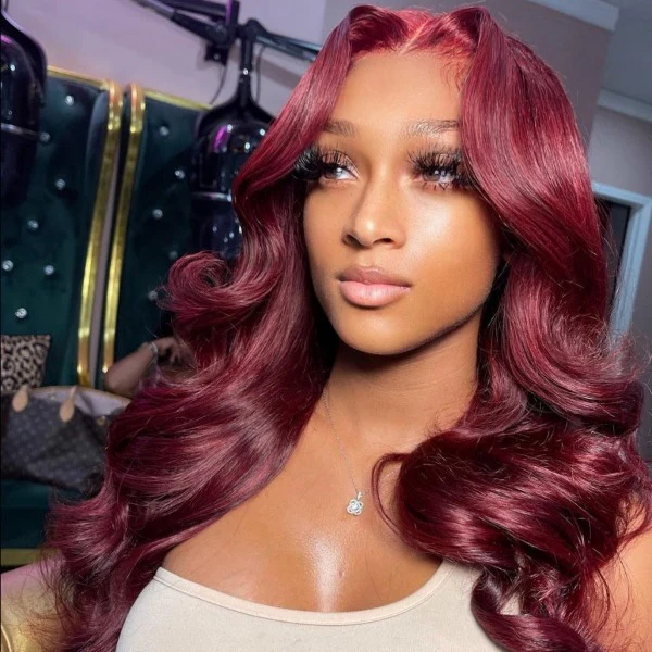 [Ishow Bogo Free] Ready To Wear PPB 99J Burgundy Color Body Wave/Straight Hair 5x5 Lace Closure Glueless Wig