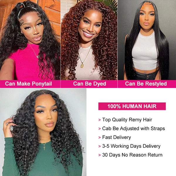 Ishow Deep Wave Lace Frontal Wigs HD Lace Front Wig Long Glueless Human Hair Wigs
