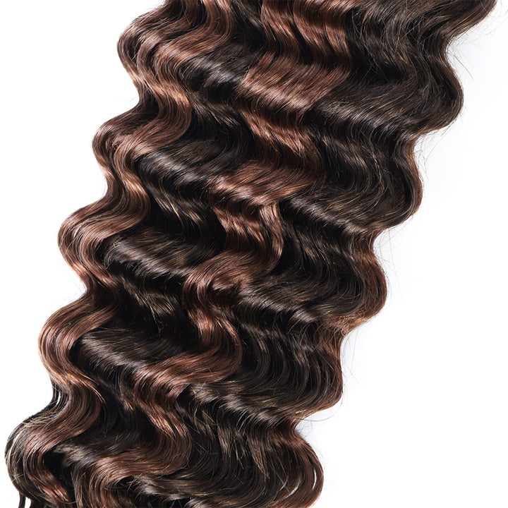 Ishow Bulk Human Hair For Braiding Highlight #4/30 Piano Color Deep Wave Boho Knotless Braids Hair Bundles No Weft