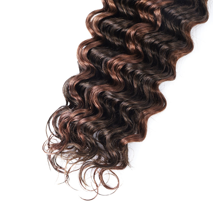 Ishow Bulk Human Hair For Braiding Highlight #4/30 Piano Color Deep Wave Boho Knotless Braids Hair Bundles No Weft