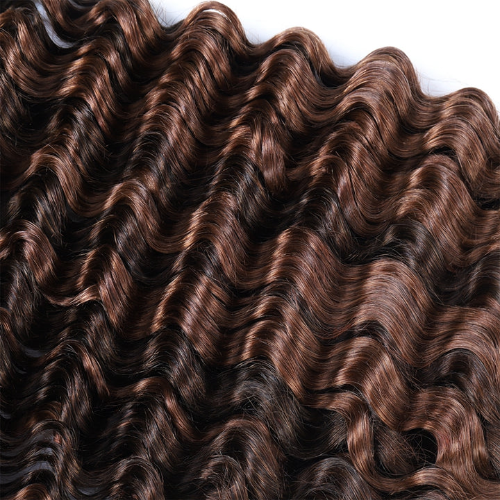 Ishow Bulk Human Hair For Braiding Highlight #4/30 Piano Color Deep Wave Boho Knotless Braids Hair Bundles No Weft