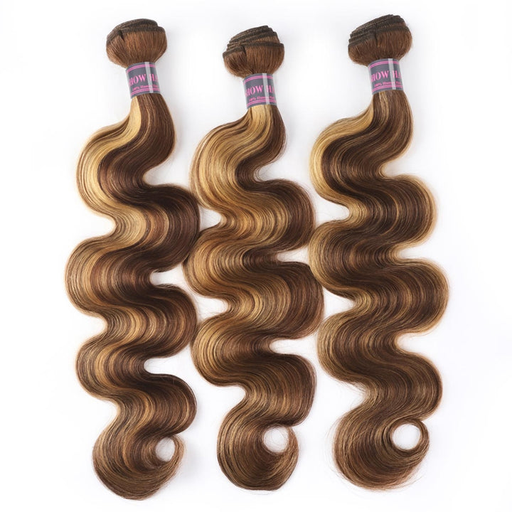 Ishow Highlight P4/27 Body Wave 3 Bundles With 5x5 HD Lace Closure 100% Virgin Human Hair Bundles With Closure