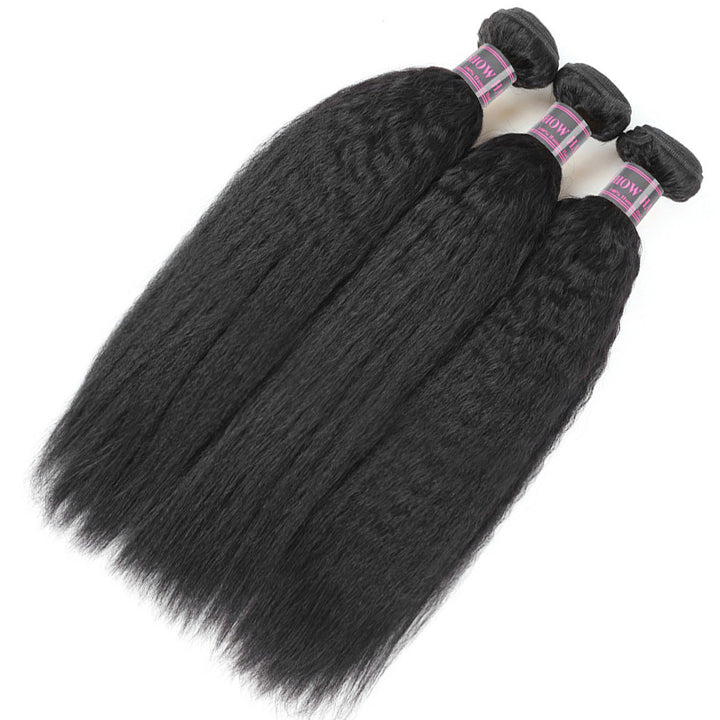 Human Hair Bundles of Weave Ishow Malaysian Yaki Straight Hair Extensions 3 Bundles Deal Remy Hair Weave Bundles - IshowVirginHair