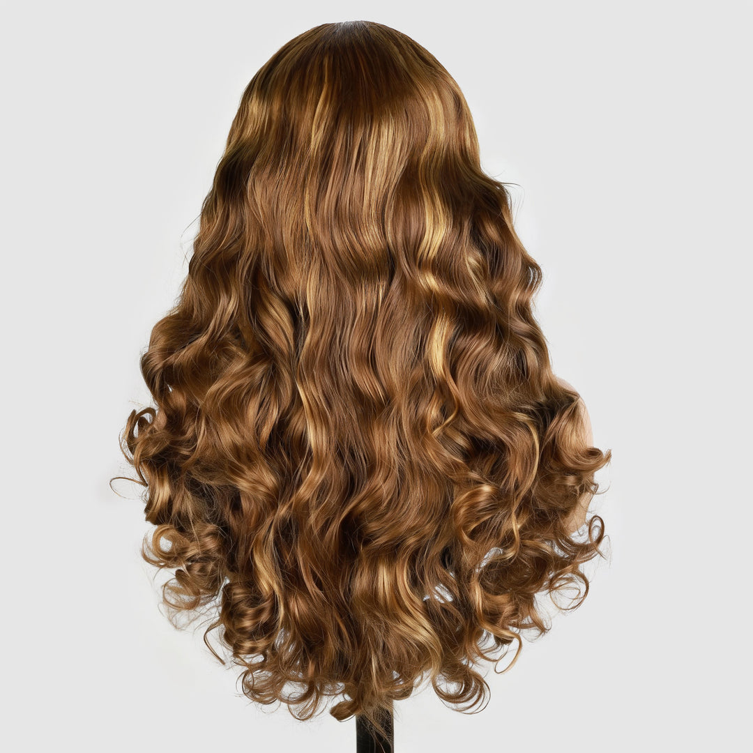 P4/30 Highlight Colour Long Spring Curly Lace Front Wig Back View