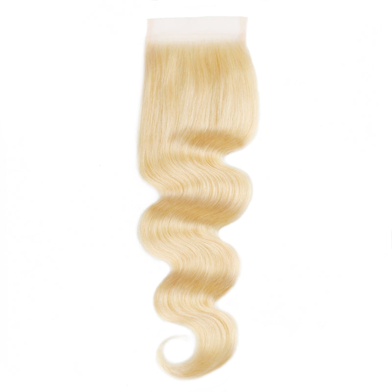 613 Blonde Body Wave Lace Closure With Natural Shine and Soft Texture