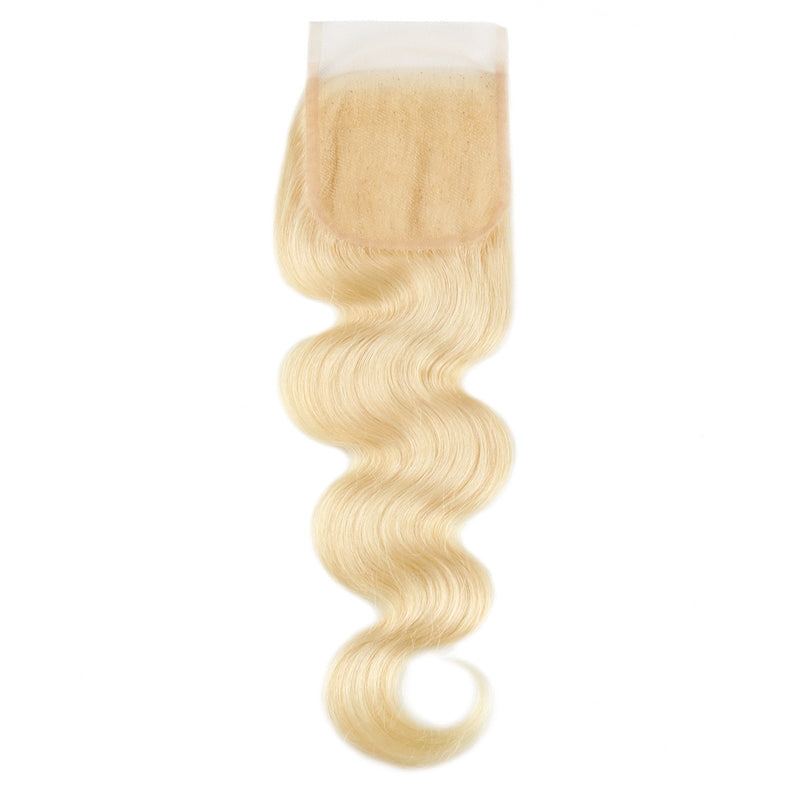 613 Blonde Body Wave Lace Closure With Natural Shine and Soft Texture