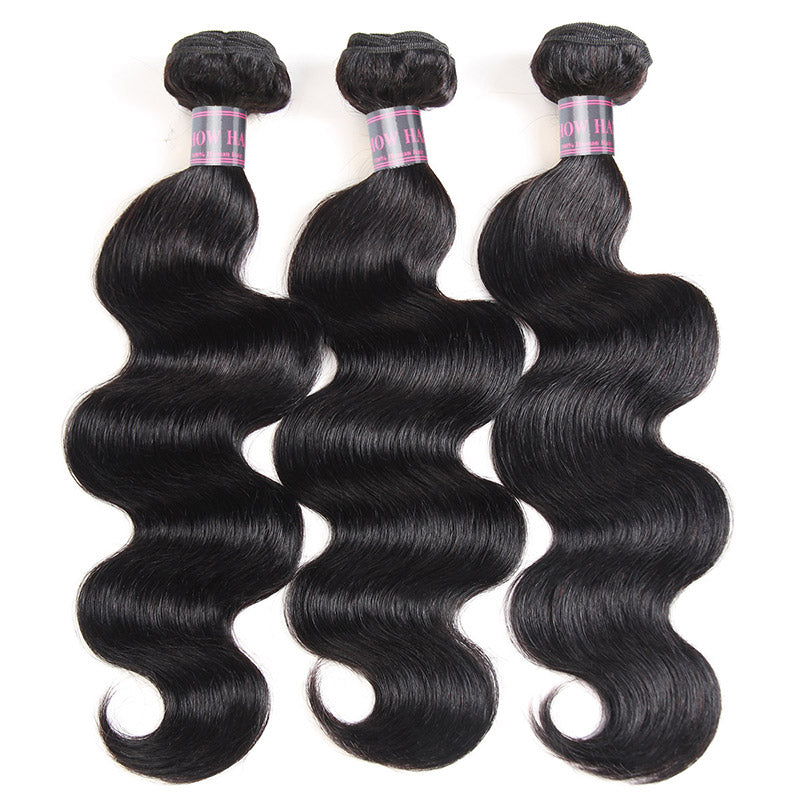 Bundles with Closure Malaysian Body Wave Hair 3 Bundles with 4x4 Lace Closure