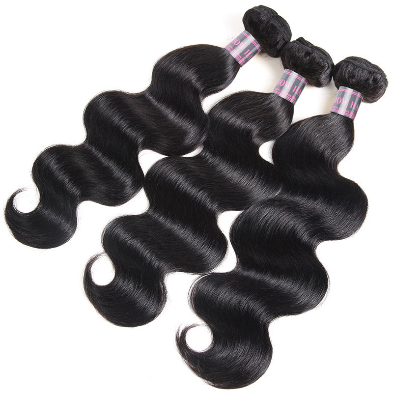 Bundles with Closure Malaysian Body Wave Hair 3 Bundles with 4x4 Lace Closure