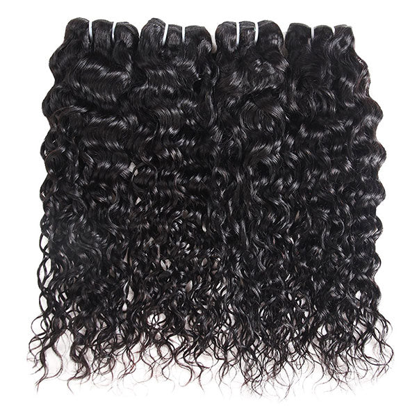 4 Bundles Peruvian Water Wave Hair Bundles With Ear To Ear Lace Frontal Closure 100% Virgin Remy Human Hair Weave